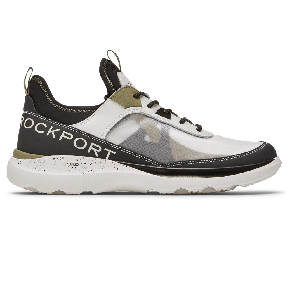 Rockport Mens Sneakers White/Black - truFLEX Hybrid Mudguard Tie - UK 875-QRMOZX